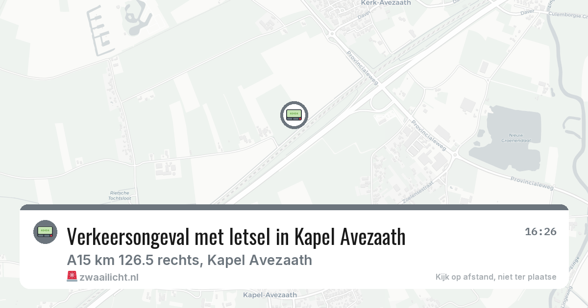 Verkeersongeval met letsel in Kapel Avezaath — 14 aug 2026