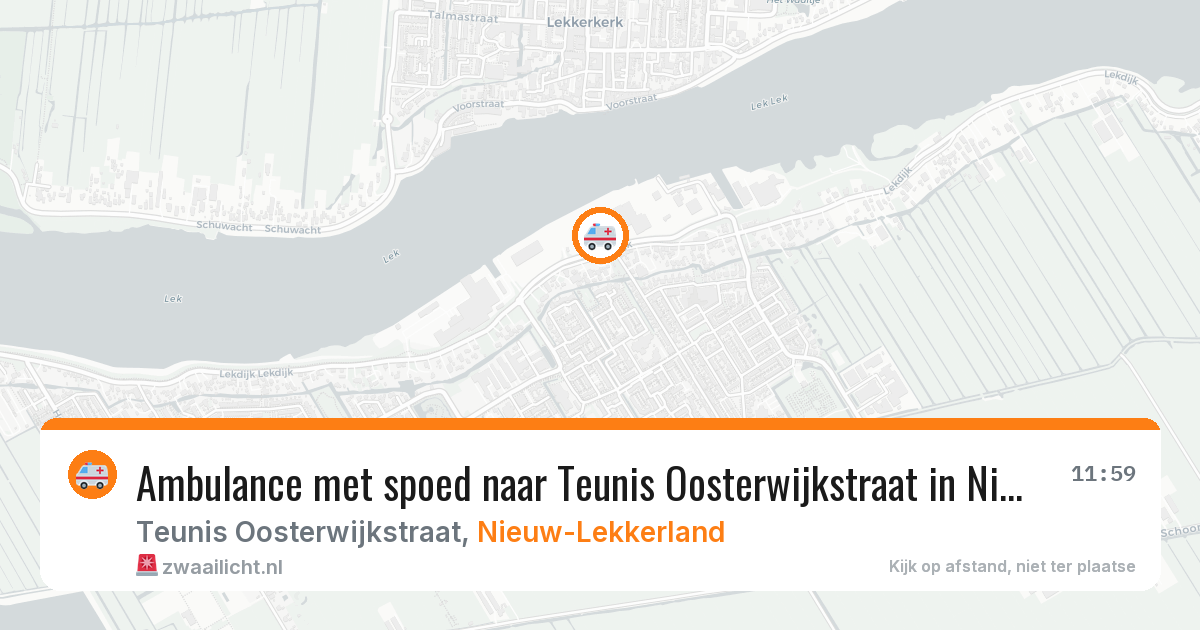 Ambulance met spoed naar Teunis Oosterwijkstraat in Nieuw-Lekkerland — 1 mei 2026