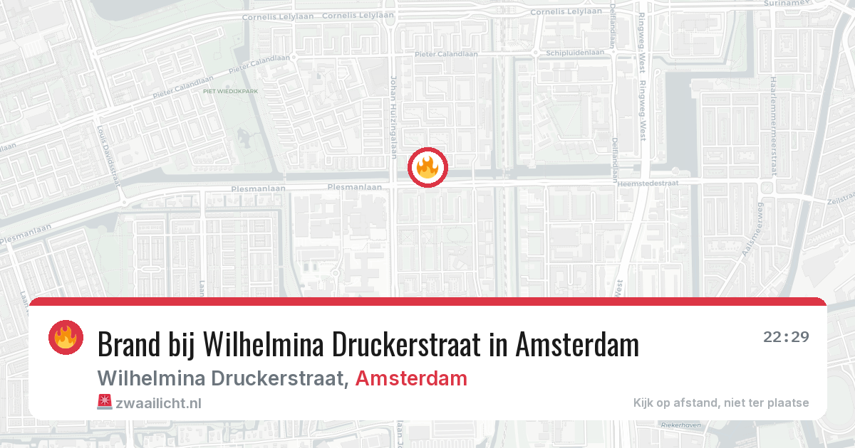 Brand bij Wilhelmina Druckerstraat in Amsterdam — 23 jul 2026