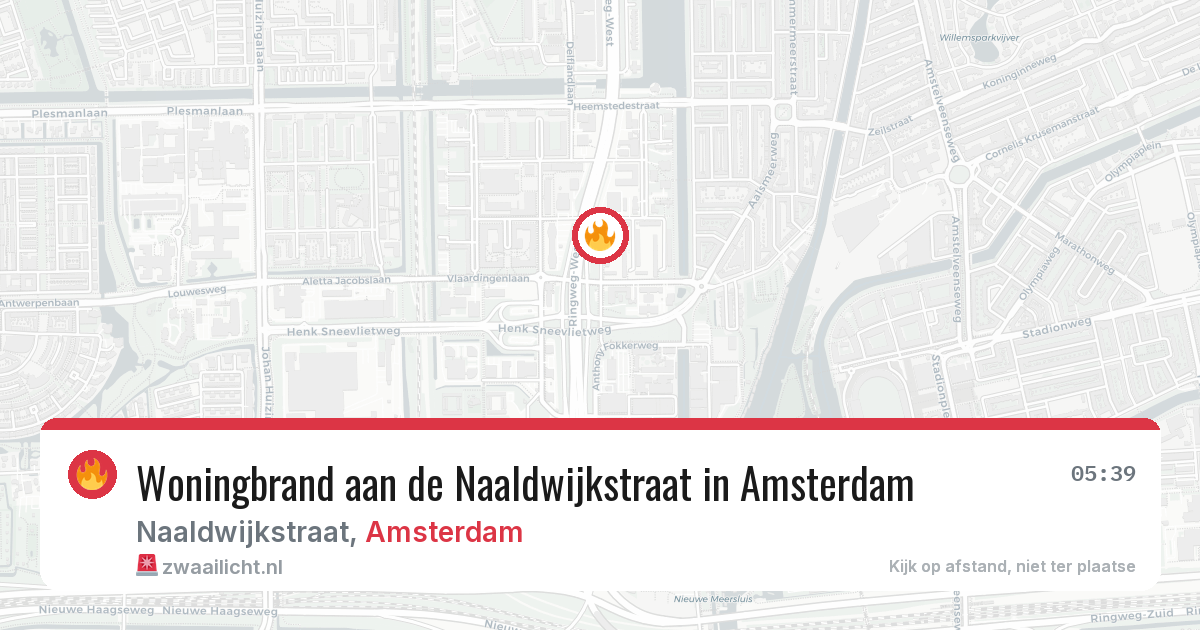 Woningbrand aan de Naaldwijkstraat in Amsterdam — 7 mrt 2026