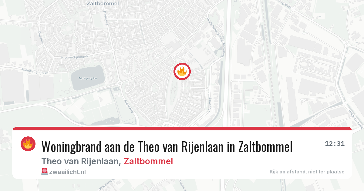 Woningbrand aan de Theo van Rijenlaan in Zaltbommel — 17 mei 2026
