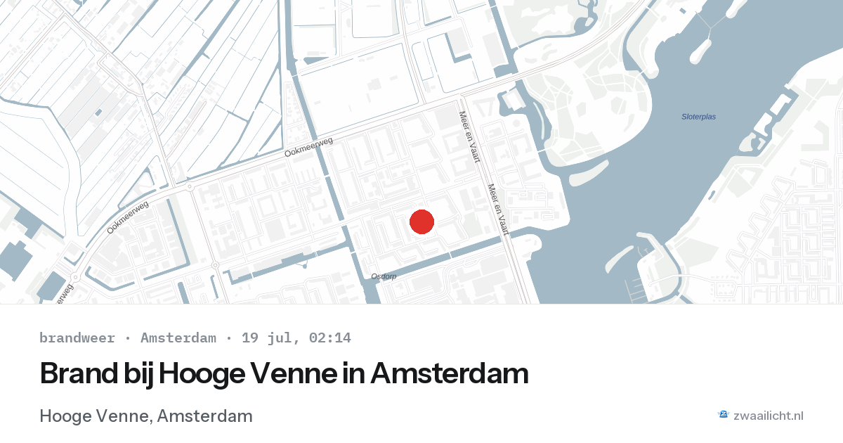 Brand bij Hooge Venne in Amsterdam — 19 jul 2026