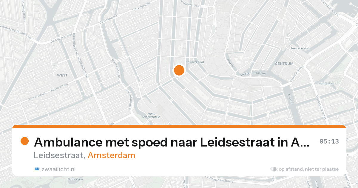 Ambulance met spoed naar Leidsestraat in Amsterdam — 16 aug 2026