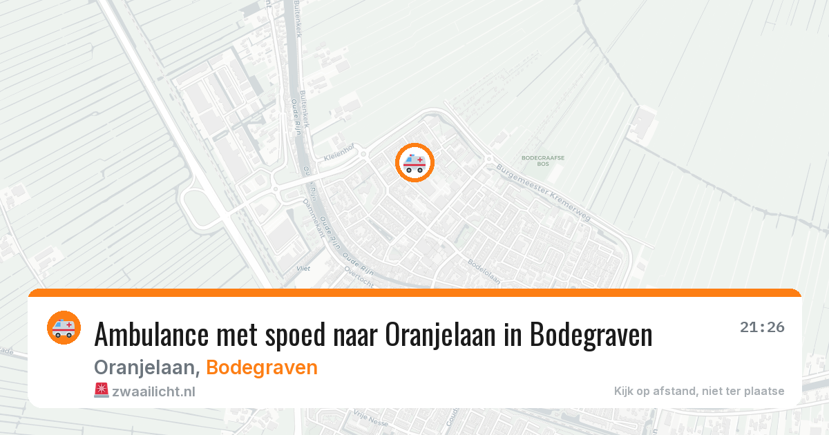 Ambulance met spoed naar Oranjelaan in Bodegraven — 13 aug 2026
