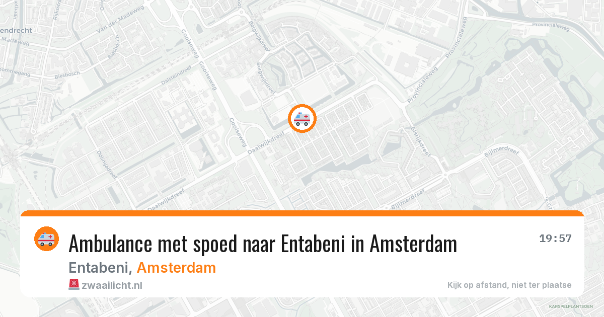 Ambulance met spoed naar Entabeni in Amsterdam — 17 jun 2026