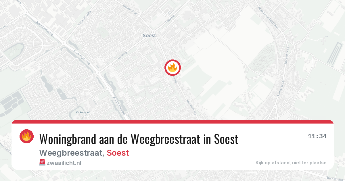 Woningbrand aan de Weegbreestraat in Soest — 18 jun 2026