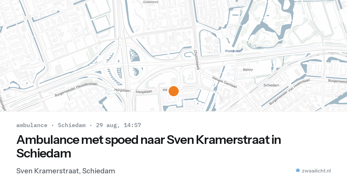 Ambulance met spoed naar Sven Kramerstraat in Schiedam — 29 aug 2026