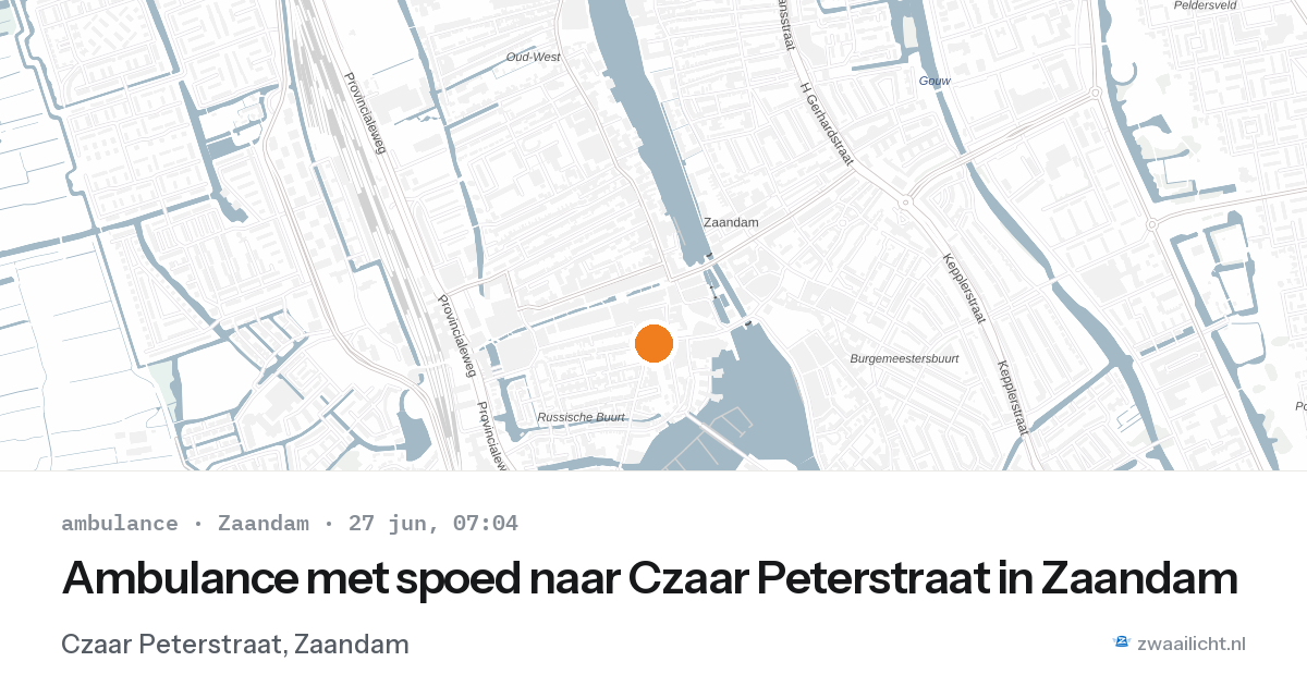 Ambulance met spoed naar Czaar Peterstraat in Zaandam — 27 jun 2026