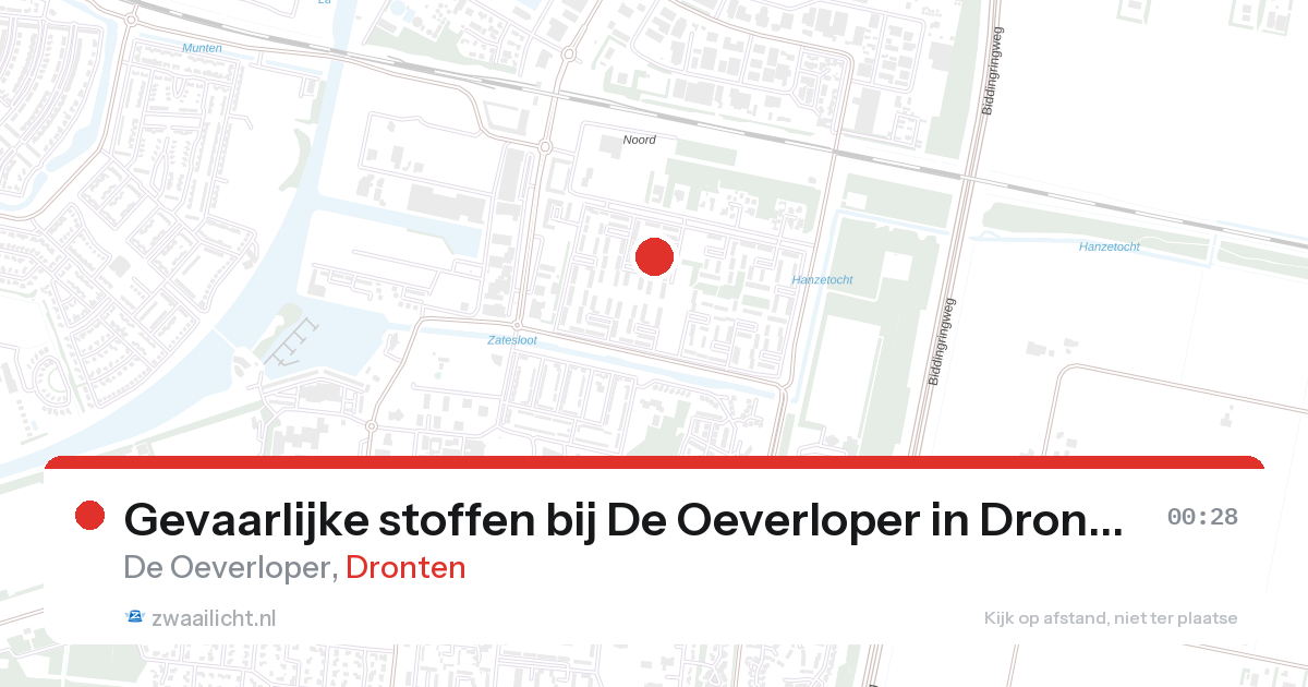 Gevaarlijke stoffen bij De Oeverloper in Dronten — 27 aug 2026