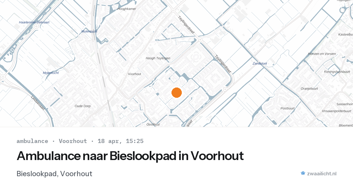Ambulance naar Bieslookpad in Voorhout — 18 apr 2026