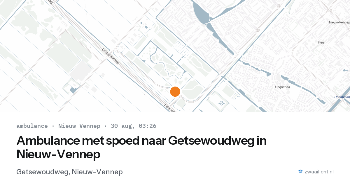Ambulance met spoed naar Getsewoudweg in Nieuw-Vennep — 30 aug 2026