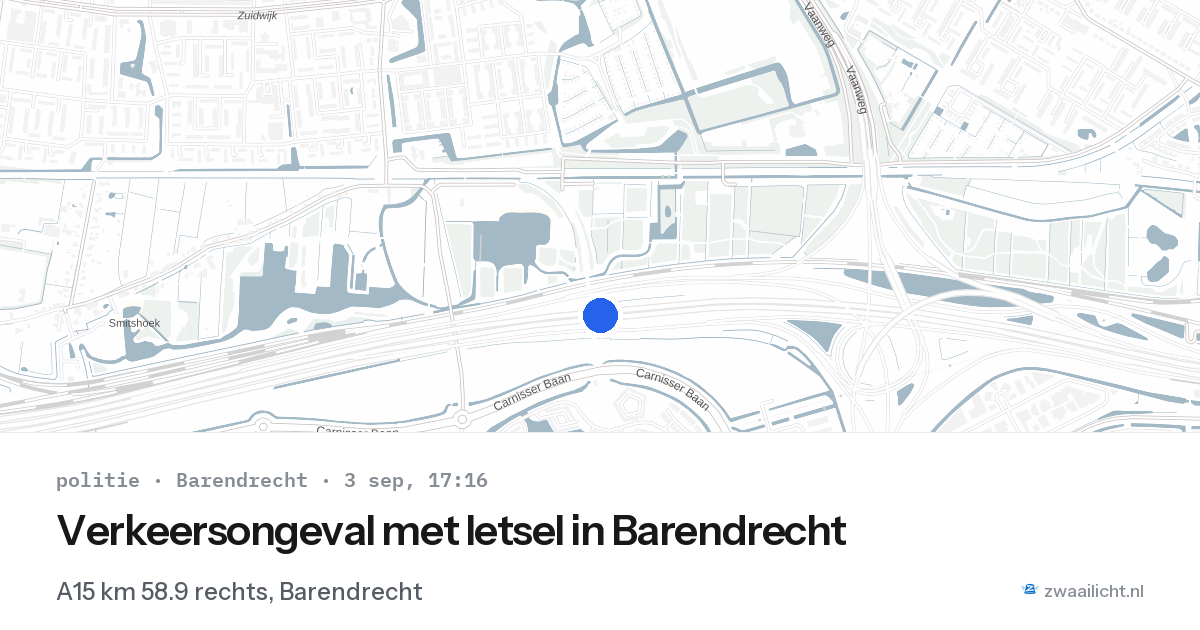 Verkeersongeval met letsel in Barendrecht — 3 sep 2026