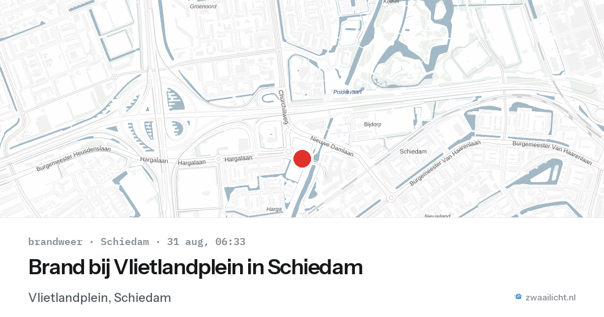 Brand bij Vlietlandplein in Schiedam — 31 aug 2026