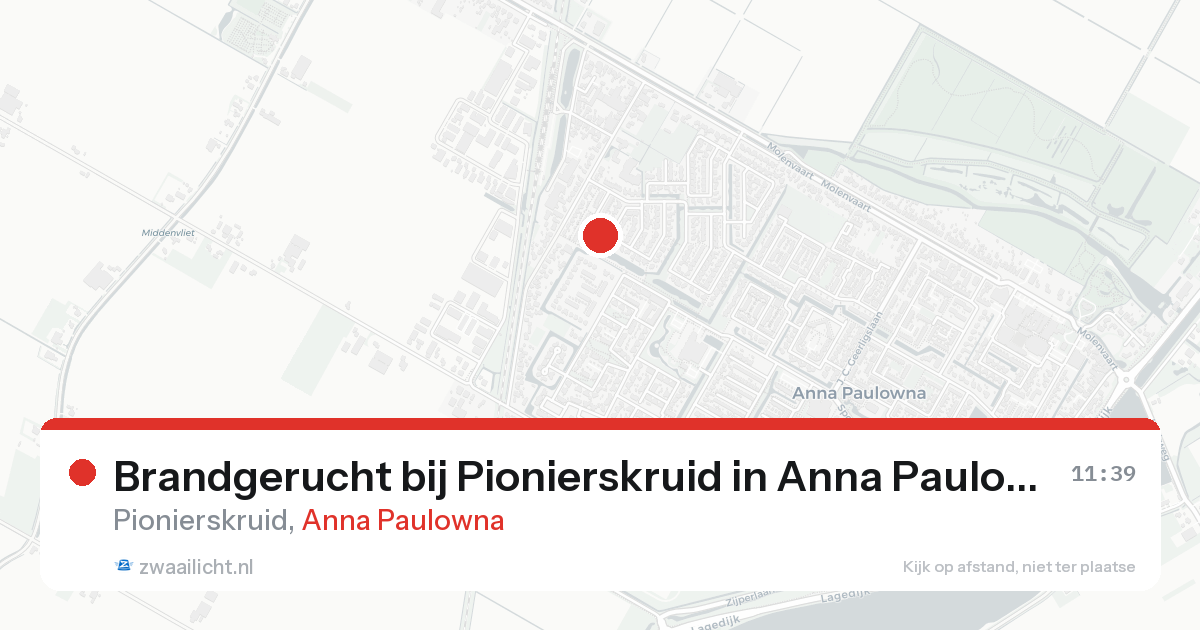 Brandgerucht bij Pionierskruid in Anna Paulowna — 17 mei 2026