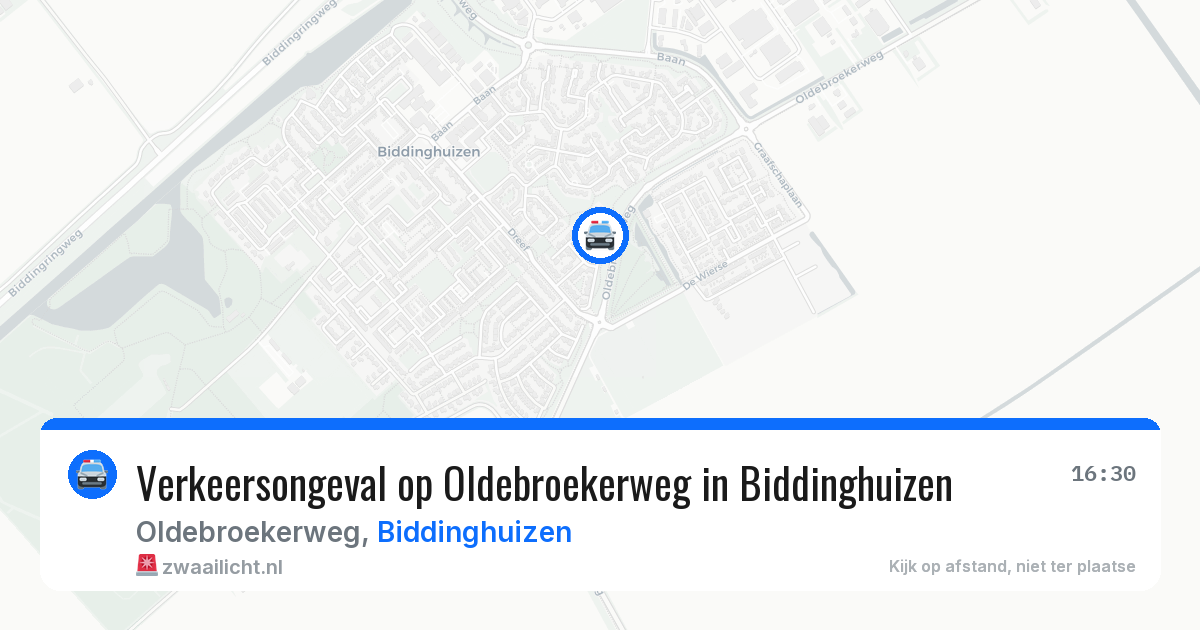 Verkeersongeval op Oldebroekerweg in Biddinghuizen — 16 feb 2026
