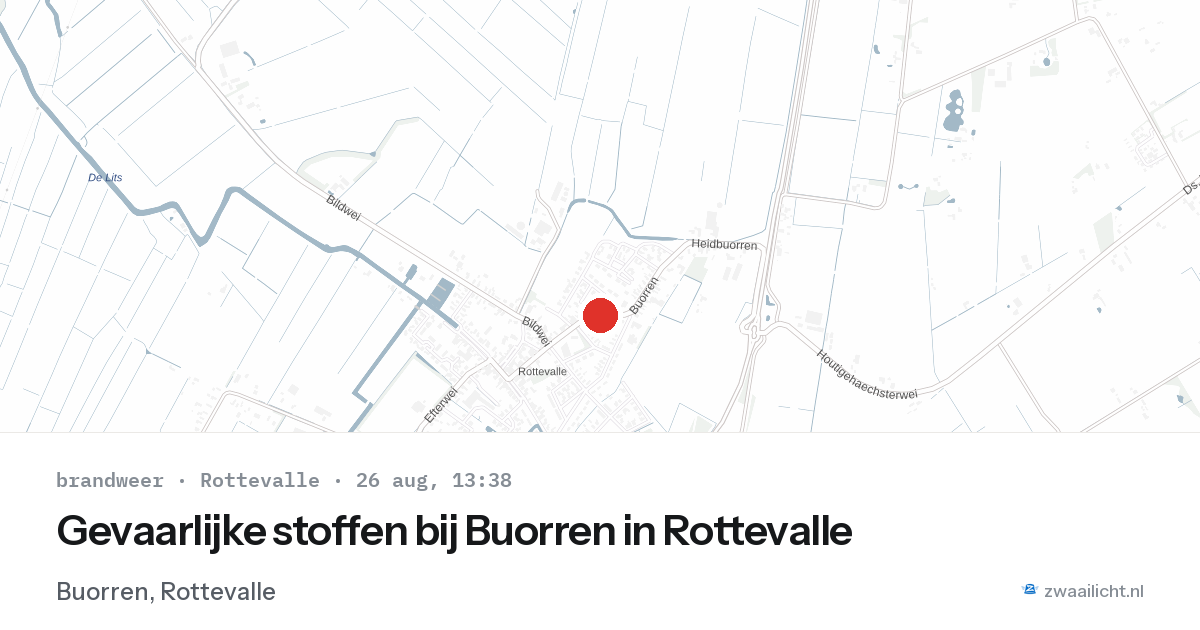 Gevaarlijke stoffen bij Buorren in Rottevalle — 26 aug 2026