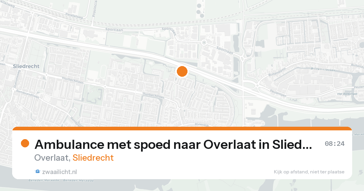 Ambulance met spoed naar Overlaat in Sliedrecht — 20 aug 2026