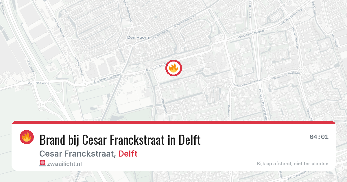 Brand bij Cesar Franckstraat in Delft — 11 aug 2026