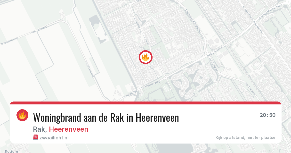 Woningbrand aan de Rak in Heerenveen — 8 jun 2026