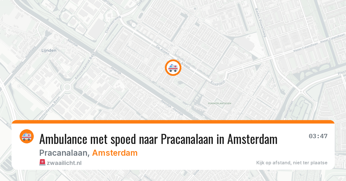 Ambulance met spoed naar Pracanalaan in Amsterdam — 15 mrt 2026