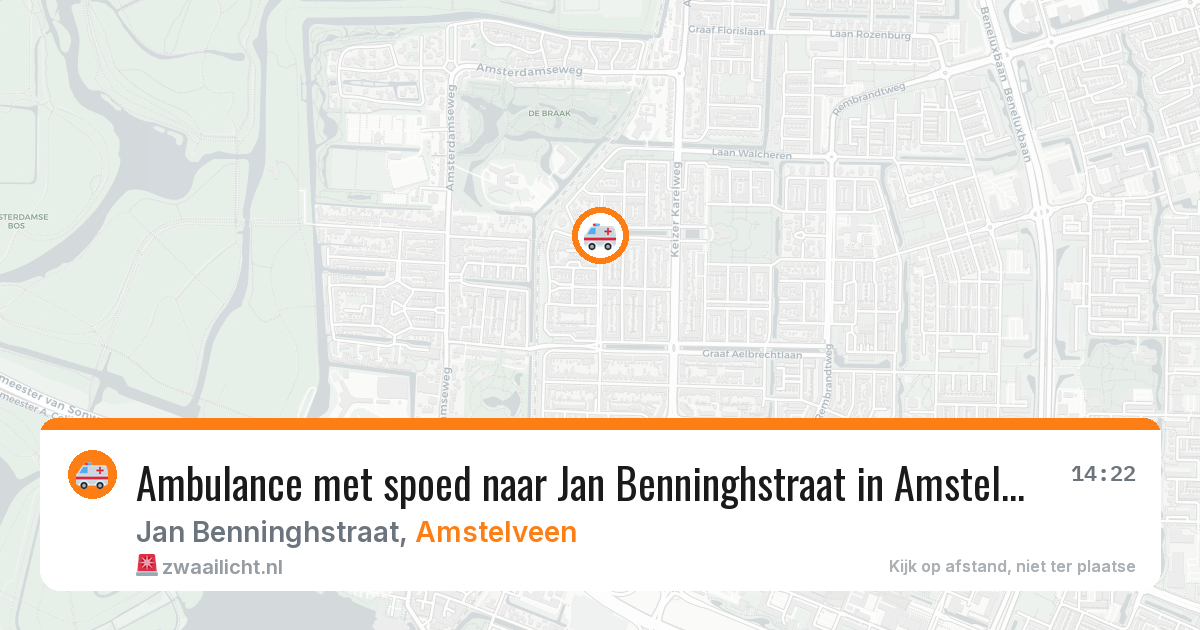 Ambulance met spoed naar Jan Benninghstraat in Amstelveen — 3 aug 2026
