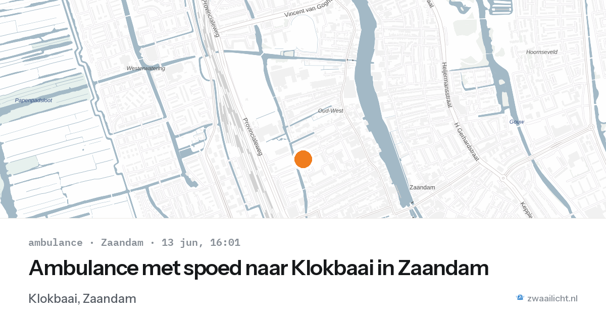 Ambulance met spoed naar Klokbaai in Zaandam — 13 jun 2026