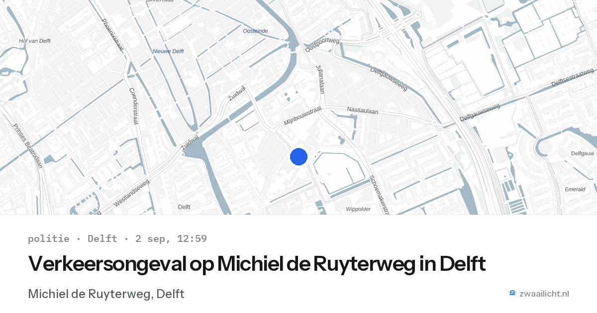 Verkeersongeval op Michiel de Ruyterweg in Delft — 2 sep 2026