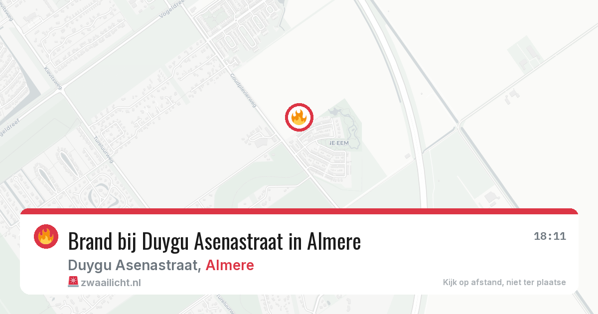 Brand bij Duygu Asenastraat in Almere — 1 aug 2026