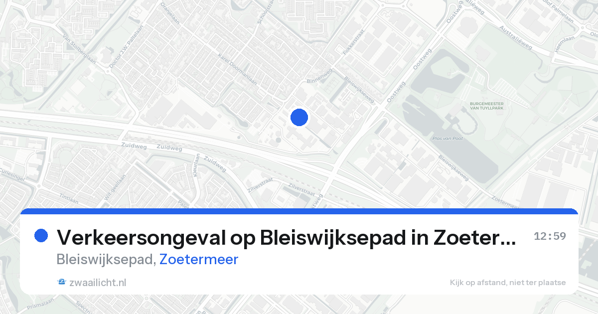 Verkeersongeval op Bleiswijksepad in Zoetermeer — 16 aug 2026