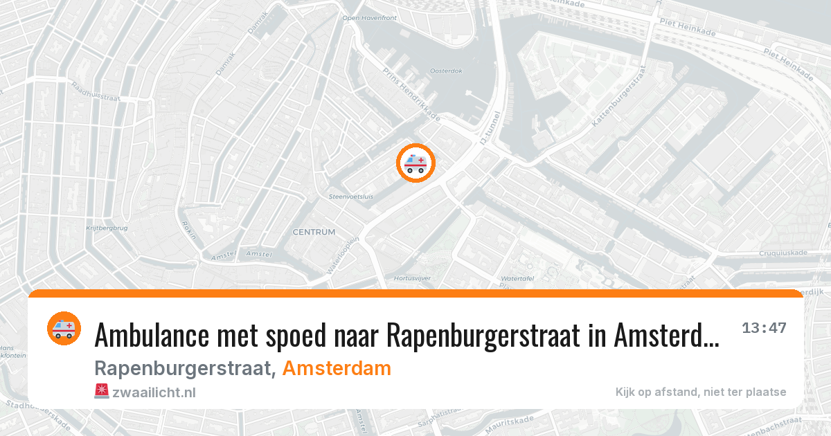 Ambulance met spoed naar Rapenburgerstraat in Amsterdam — 16 mrt 2026