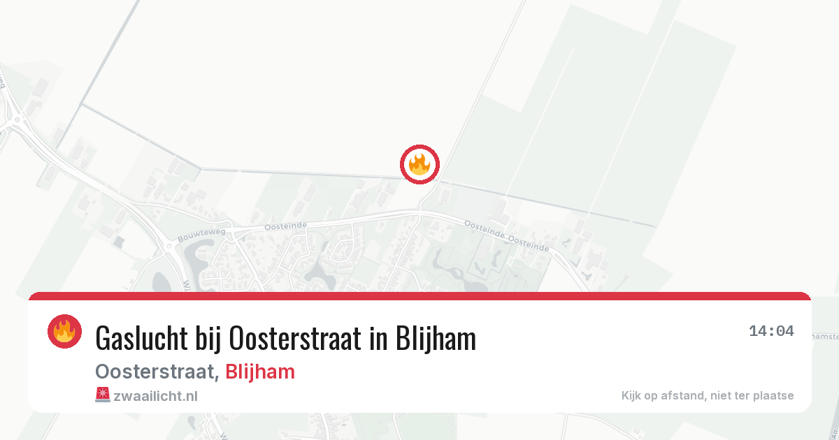 Gaslucht bij Oosterstraat in Blijham — 10 aug 2026