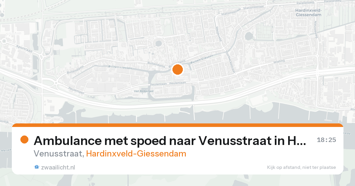 Ambulance met spoed naar Venusstraat in Hardinxveld-Giessendam — 19 aug 2026