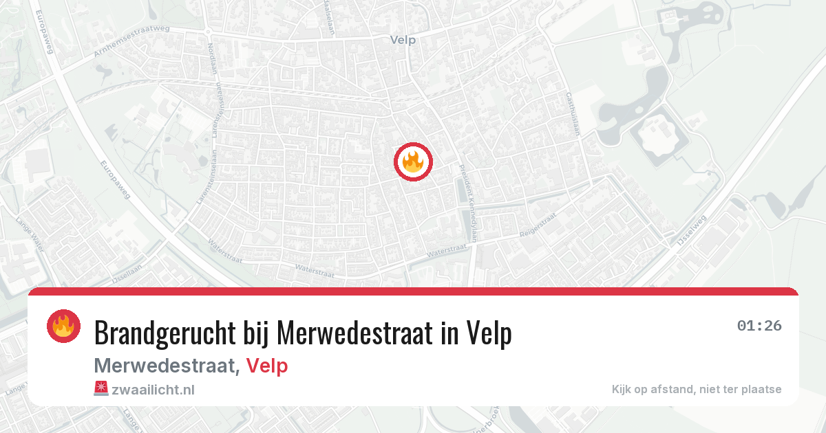 Brandgerucht bij Merwedestraat in Velp — 17 jun 2026