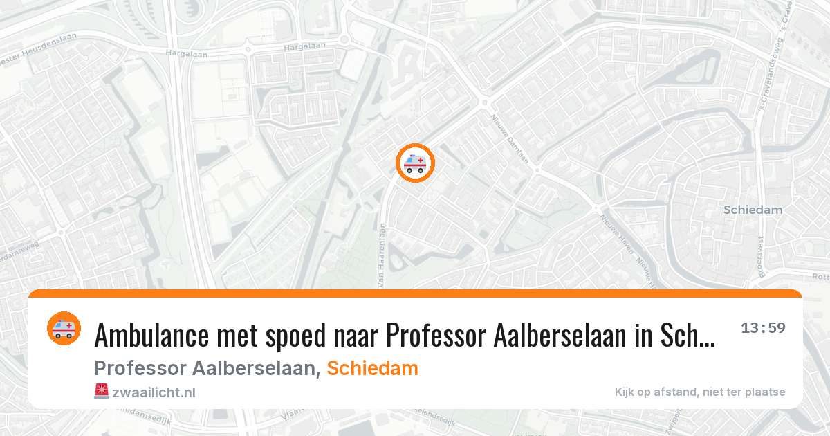 Ambulance met spoed naar Professor Aalberselaan in Schiedam — 18 jul 2026
