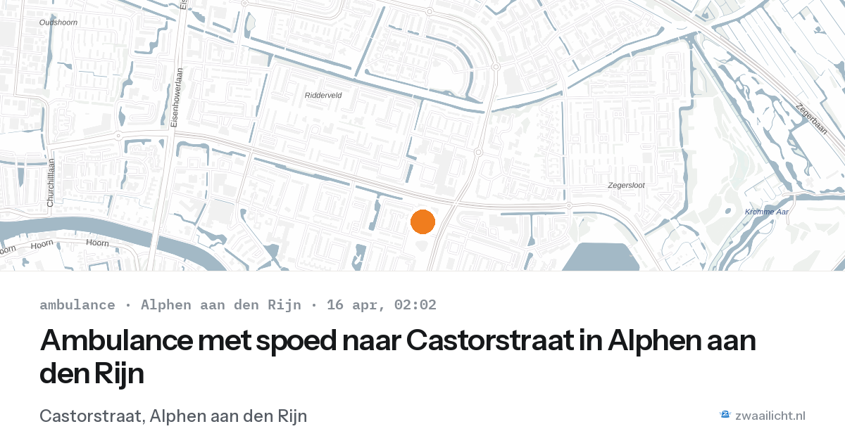 Ambulance met spoed naar Castorstraat in Alphen aan den Rijn — 16 apr 2026