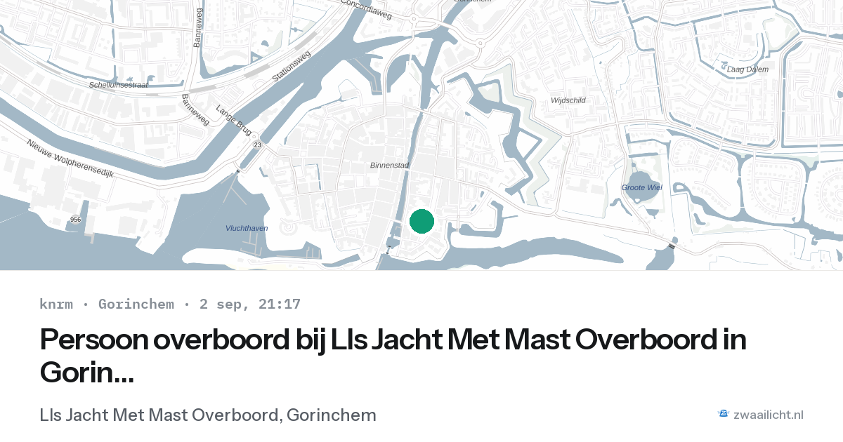 Persoon overboord bij Lls Jacht Met Mast Overboord in Gorinchem — 2 sep 2026
