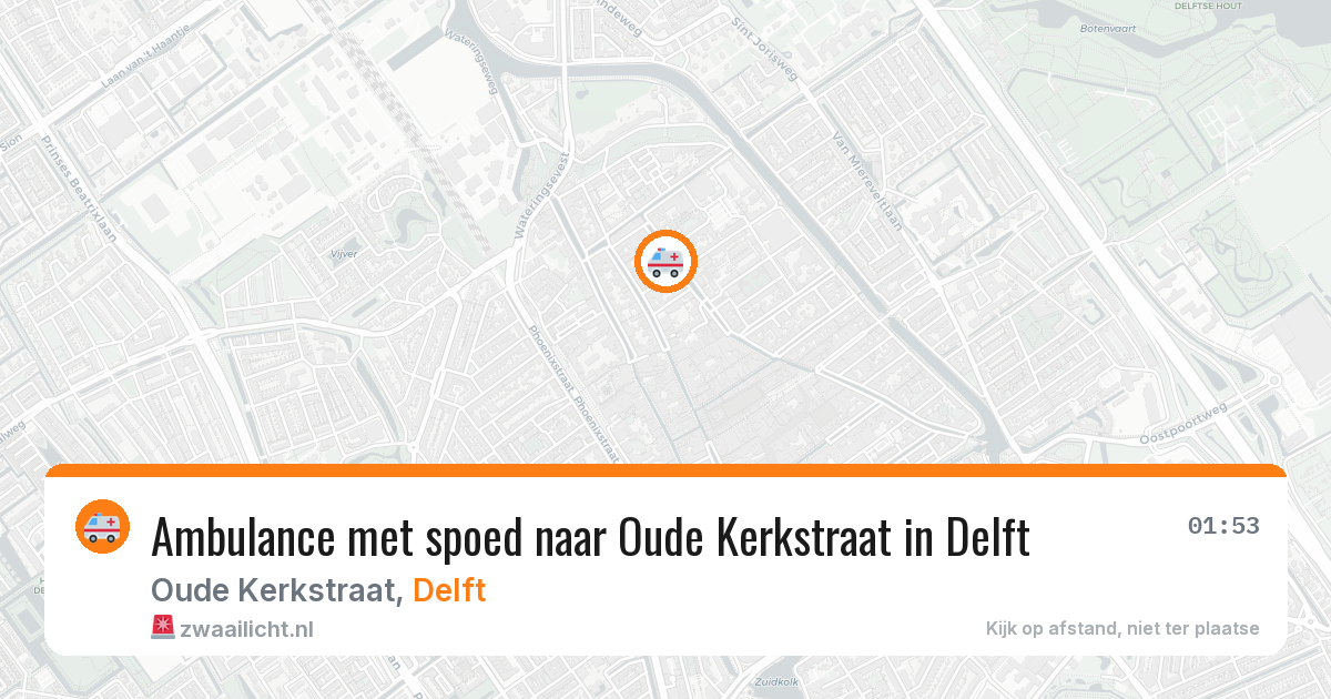 Ambulance met spoed naar Oude Kerkstraat in Delft — 28 mrt 2026