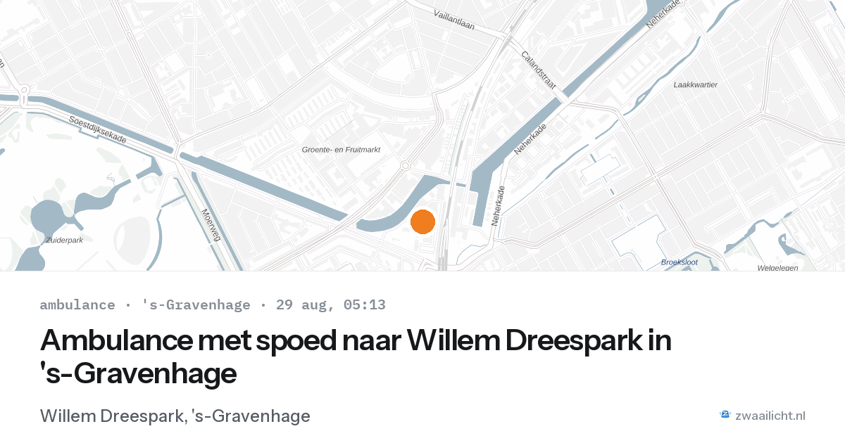 Ambulance met spoed naar Willem Dreespark in 's-Gravenhage — 29 aug 2026