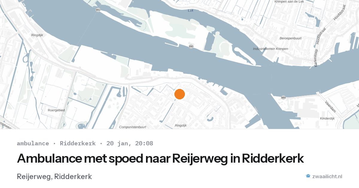 Ambulance met spoed naar Reijerweg in Ridderkerk — 20 jan 2026