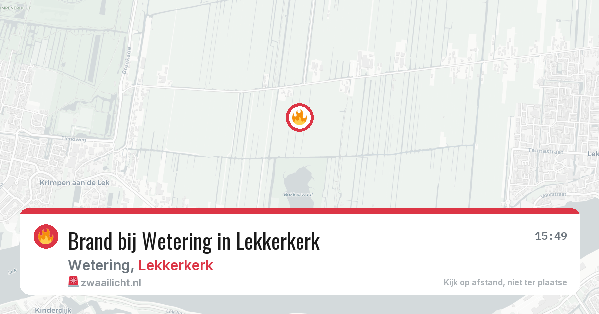 Brand bij Wetering in Lekkerkerk — 4 aug 2026