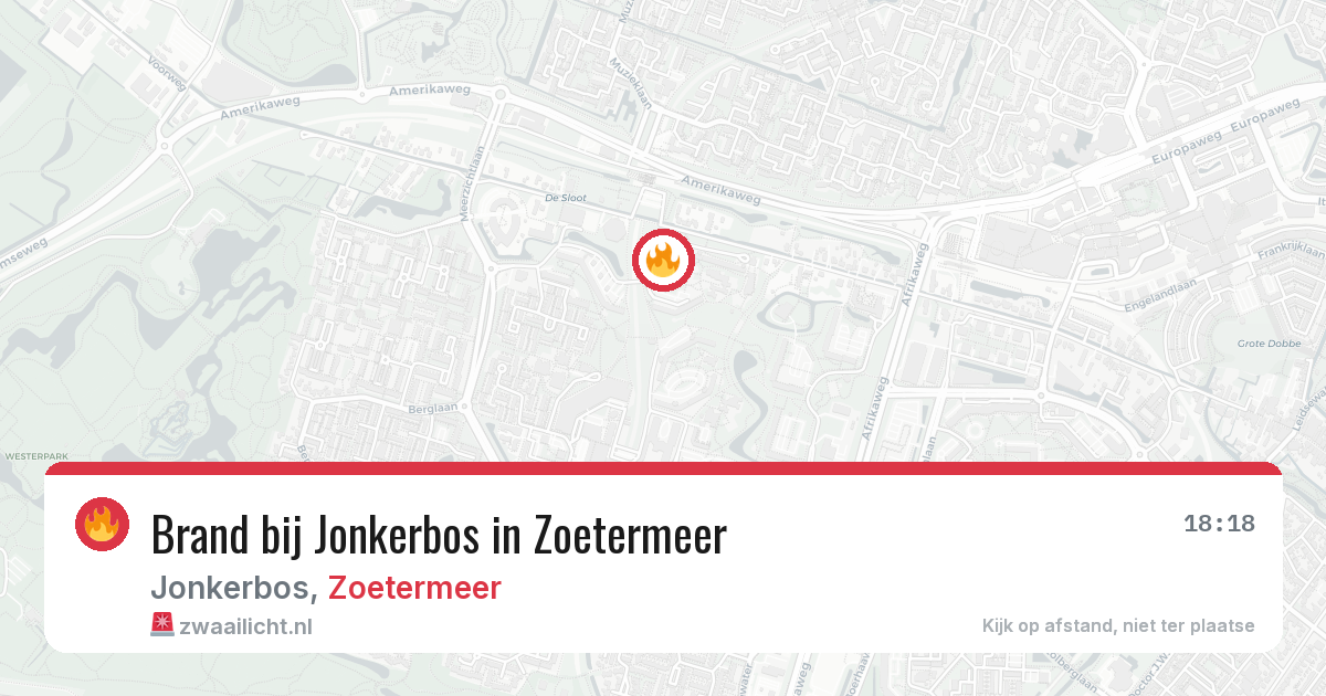 Brand bij Jonkerbos in Zoetermeer — 12 aug 2026