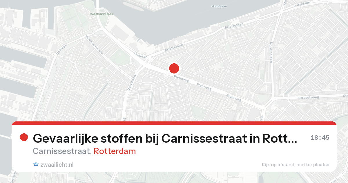 Gevaarlijke stoffen bij Carnissestraat in Rotterdam — 17 aug 2026