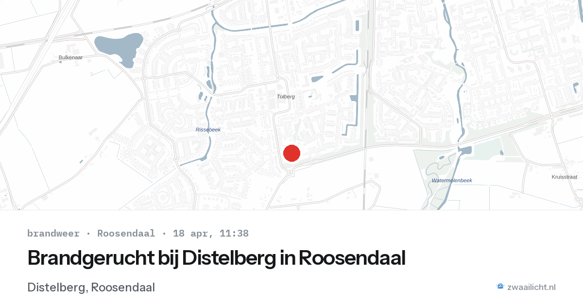 Brandgerucht bij Distelberg in Roosendaal — 18 apr 2026
