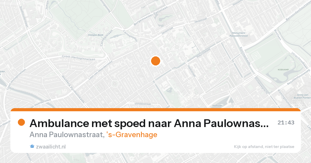 Ambulance met spoed naar Anna Paulownastraat in 's-Gravenhage — 10 mei 2026