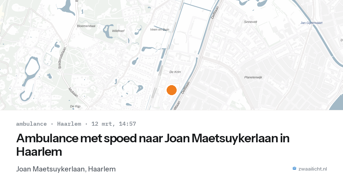 Ambulance met spoed naar Joan Maetsuykerlaan in Haarlem — 12 mrt 2026