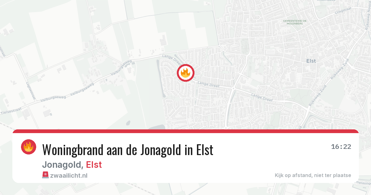 Woningbrand aan de Jonagold in Elst — 6 aug 2026