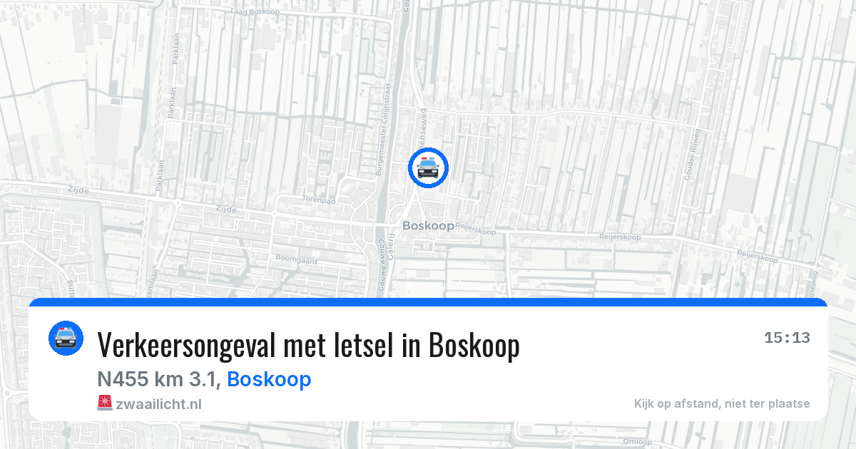 Verkeersongeval met letsel in Boskoop — 1 aug 2026