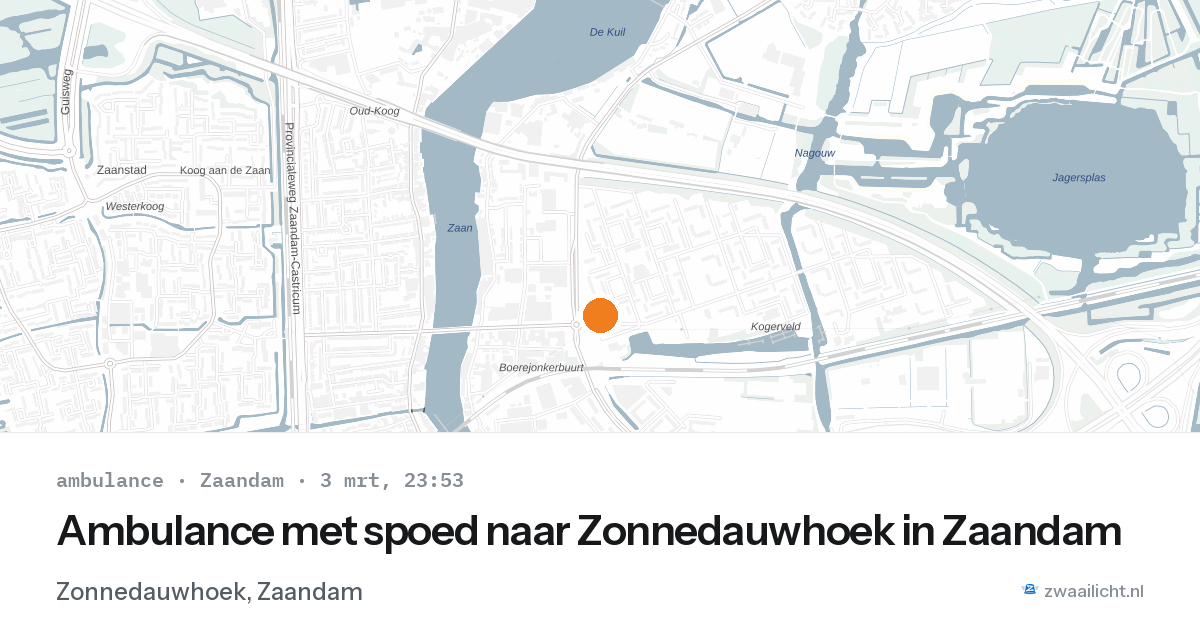 Ambulance met spoed naar Zonnedauwhoek in Zaandam — 3 mrt 2026