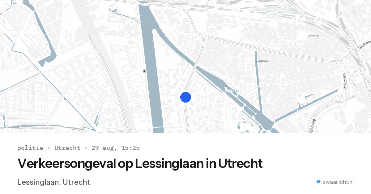 Verkeersongeval op Lessinglaan in Utrecht — 29 aug 2026