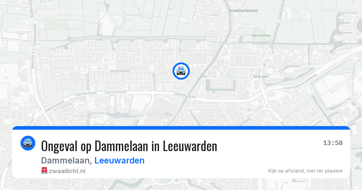 Ongeval op Dammelaan in Leeuwarden — 1 aug 2026